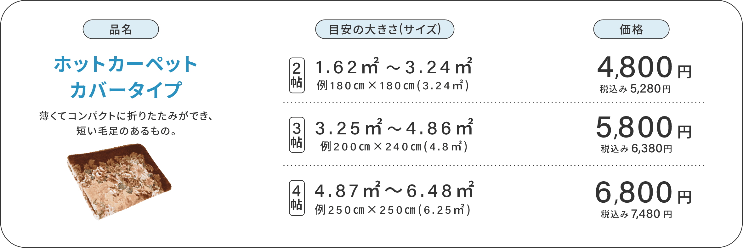 ホットカーペット カバータイプ