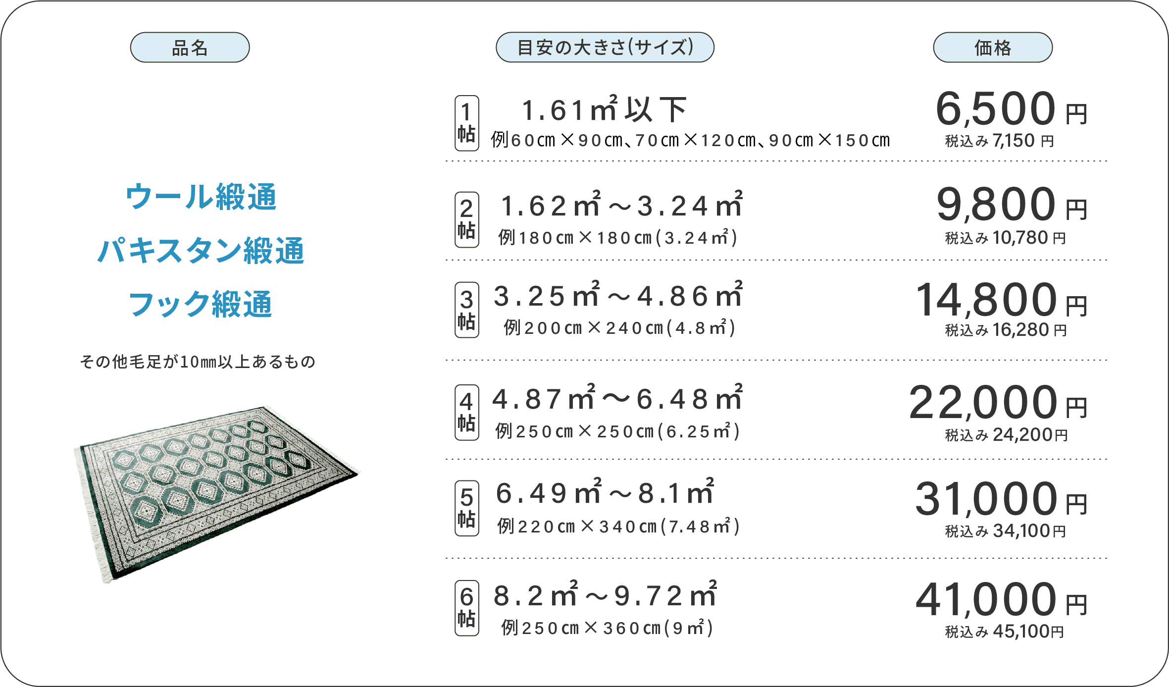 ウール緞通
                                    パキスタン緞通
                                    フック緞通