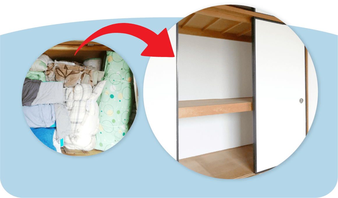 来客用布団の保管がいらない。