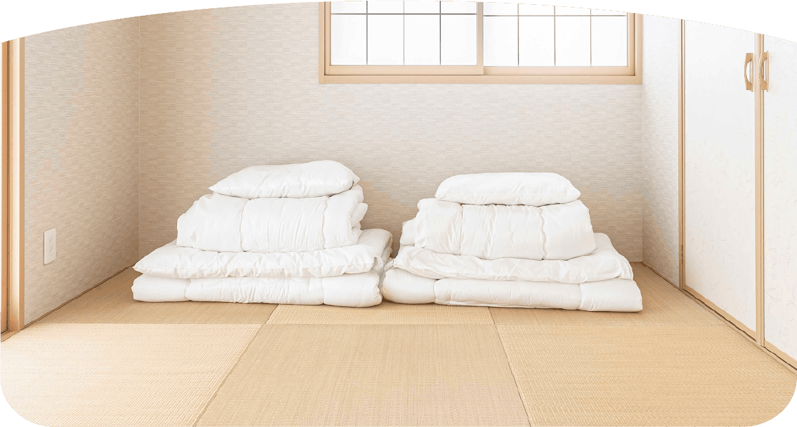 清潔で最高級の布団でおもてなしできる
