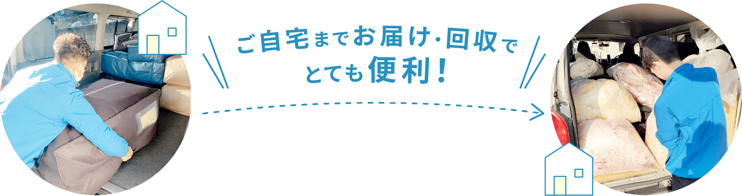 ご自宅までお届け・回収でとても便利！